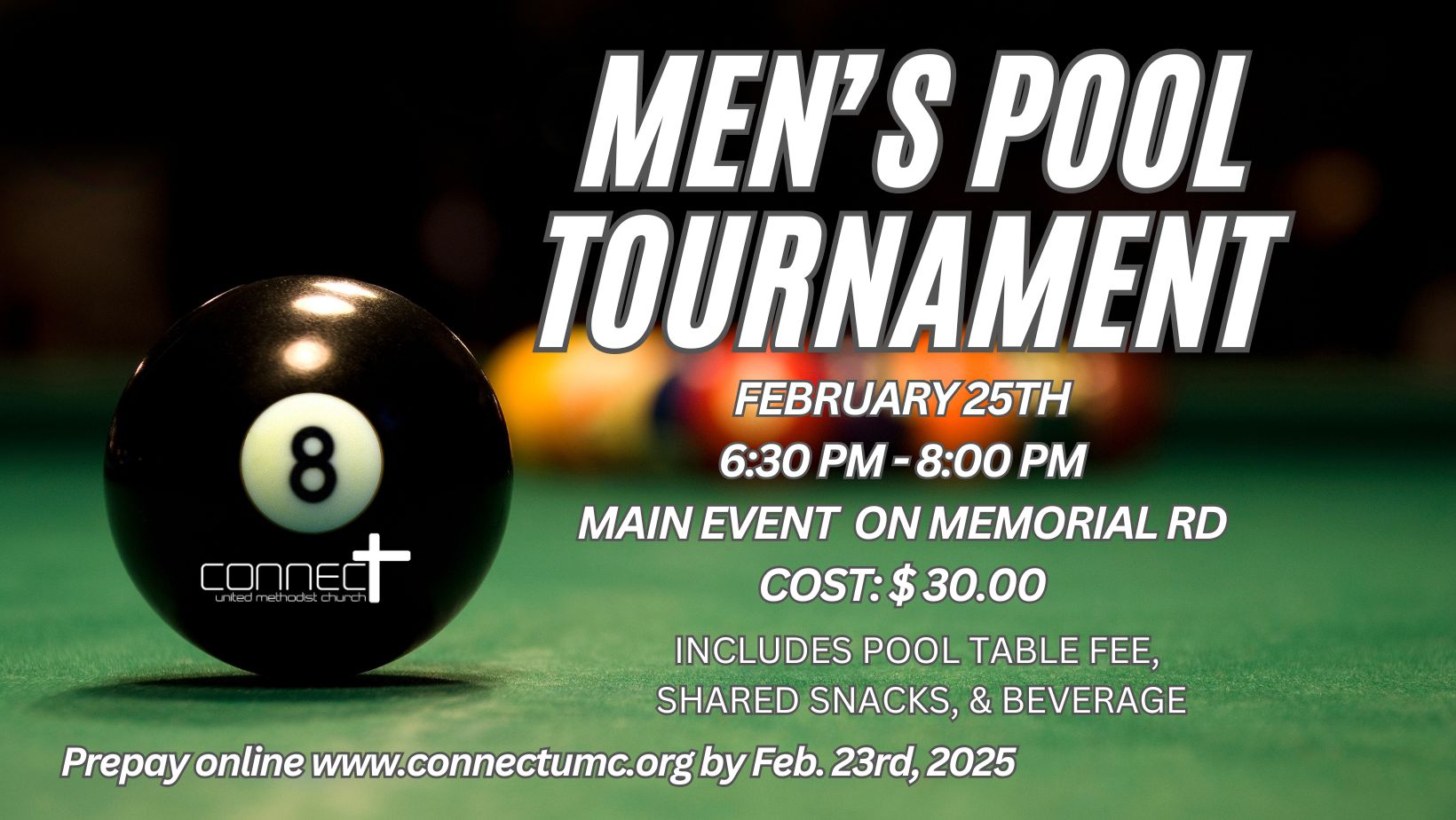 Connect Men's Pool Tournament - click image for more details